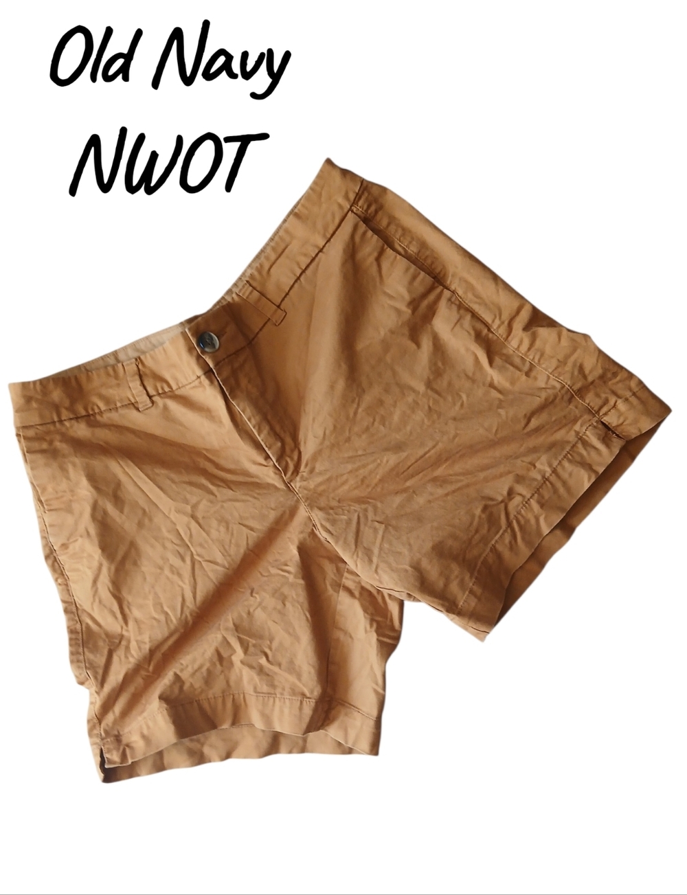 NWOT Old Navy Women’s Size 12 Khaki/Tan Flat-Front Cotton Shorts